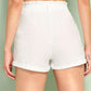 White Wide Leg Solid Paperbag Waist Button Front Shorts