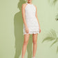 White Sleeveless Guipure Lace Halter Short Dress
