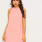 Round Neck Sleeveless Solid Keyhole Back Dress