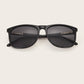 Black Solid Frame Flat Lens Sunglasses
