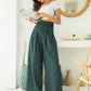 Green Polka Dot High Waist Belted Wide Leg Pants