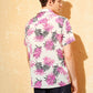Button Fron Notched Collar Tropical Jungle Leaf Print Shirt