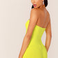 Strapless Sleeveless Neon Yellow Form Fitted Tube Mini Romper Jumpsuit