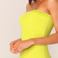 Strapless Sleeveless Neon Yellow Form Fitted Tube Mini Romper Jumpsuit