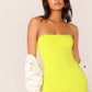 Strapless Sleeveless Neon Yellow Form Fitted Tube Mini Romper Jumpsuit