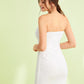 White Sleeveless Strapless Solid Drawstring Detail Bodycon Tube Dress