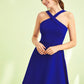 Bright Blue Sleeveless Crisscross Neck Fit & Flare Dress