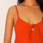 Orange Spaghetti Strap Twist Front Rib Knit Sleeveless Bodysuit