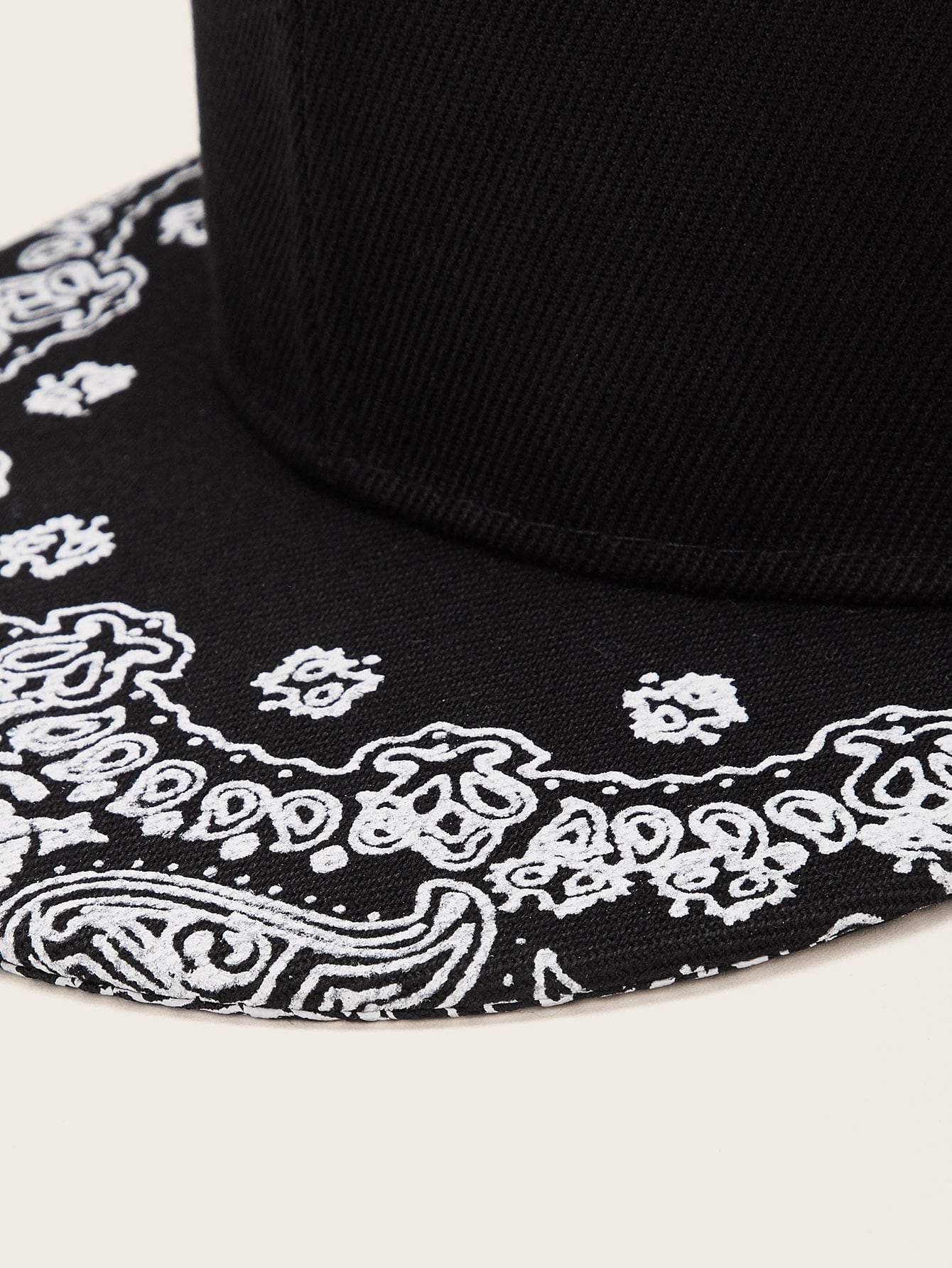 Black and White Cashew Pattern Snap Cap