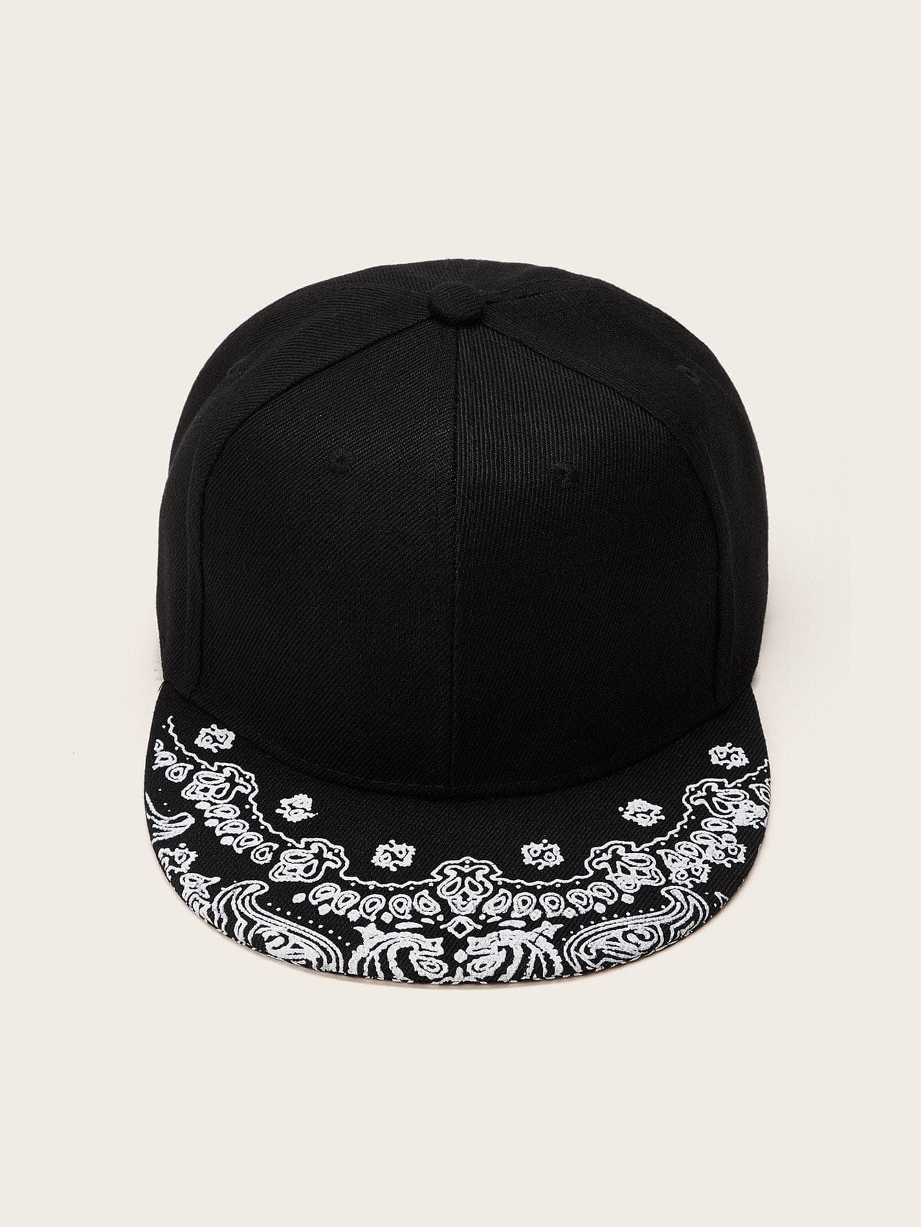 Black and White Cashew Pattern Snap Cap