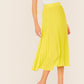 Neon Yellow High Waist Pleated Skirt
