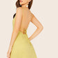 Square Neck Spaghetti Strap Lace Up Back Sleeveless Mini Dress