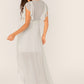 White Short Sleeve Ruffle Detail High Low V-Neck Wrap Dress