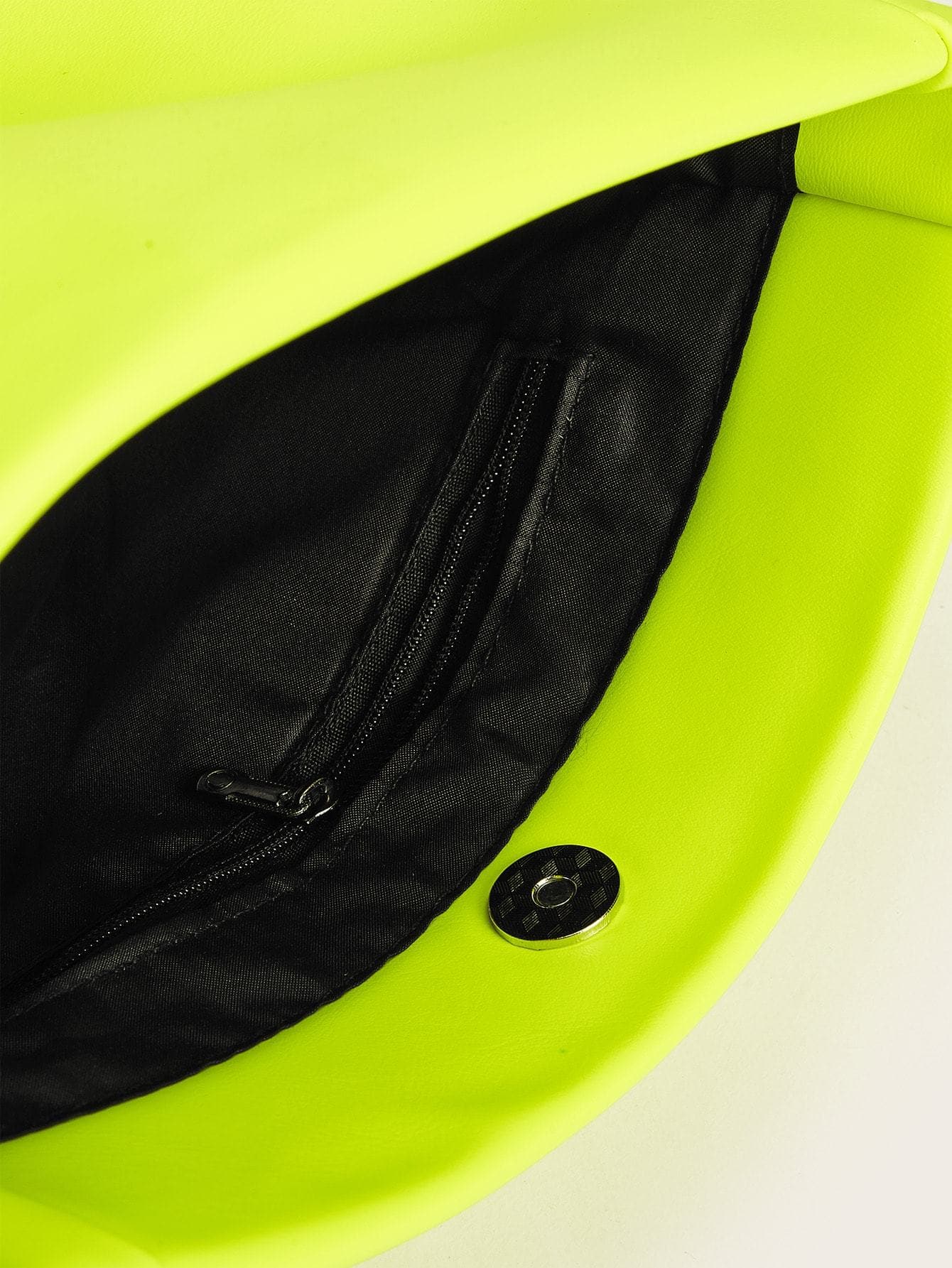 Neon Lime Fold Over Chain Bag