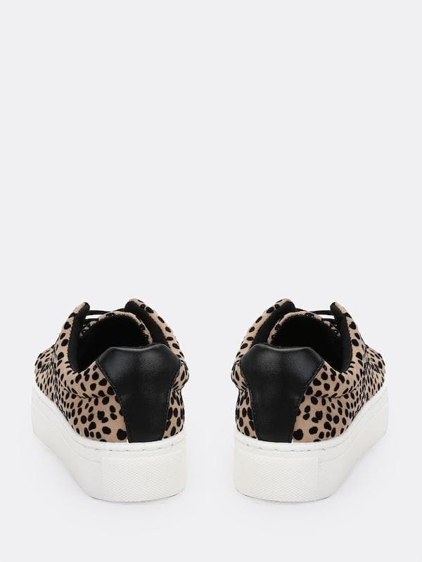 Almond Toe Lace Front Houndstooth Flatform Trainer Sneakers