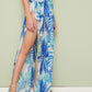 Sleeveless Tropical Print Tie Waist Cover Up Skirt