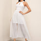White Sleeveless Cut-out Front Lace Trim Backless Halter Neck Dress