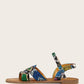 Ankle Strap Open Toe Snakeskin Print Slingback Flat Sandals