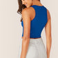 Scoop Neck Solid Fitted Tank Top - Blue
