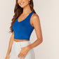 Scoop Neck Solid Fitted Tank Top - Blue