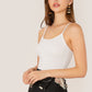 White Spaghetti Strap Slim Fit Solid Form Fitted Cami Top