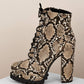 Almond Toe Lace Front Platform Lug Sole Patent Heeled Boots