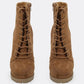 Almond Toe Lace Front Platform Lug Sole Patent Heeled Boots