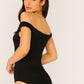 Black Cut Out Off Shoulder Peekaboo Front Bardot Bodysuit