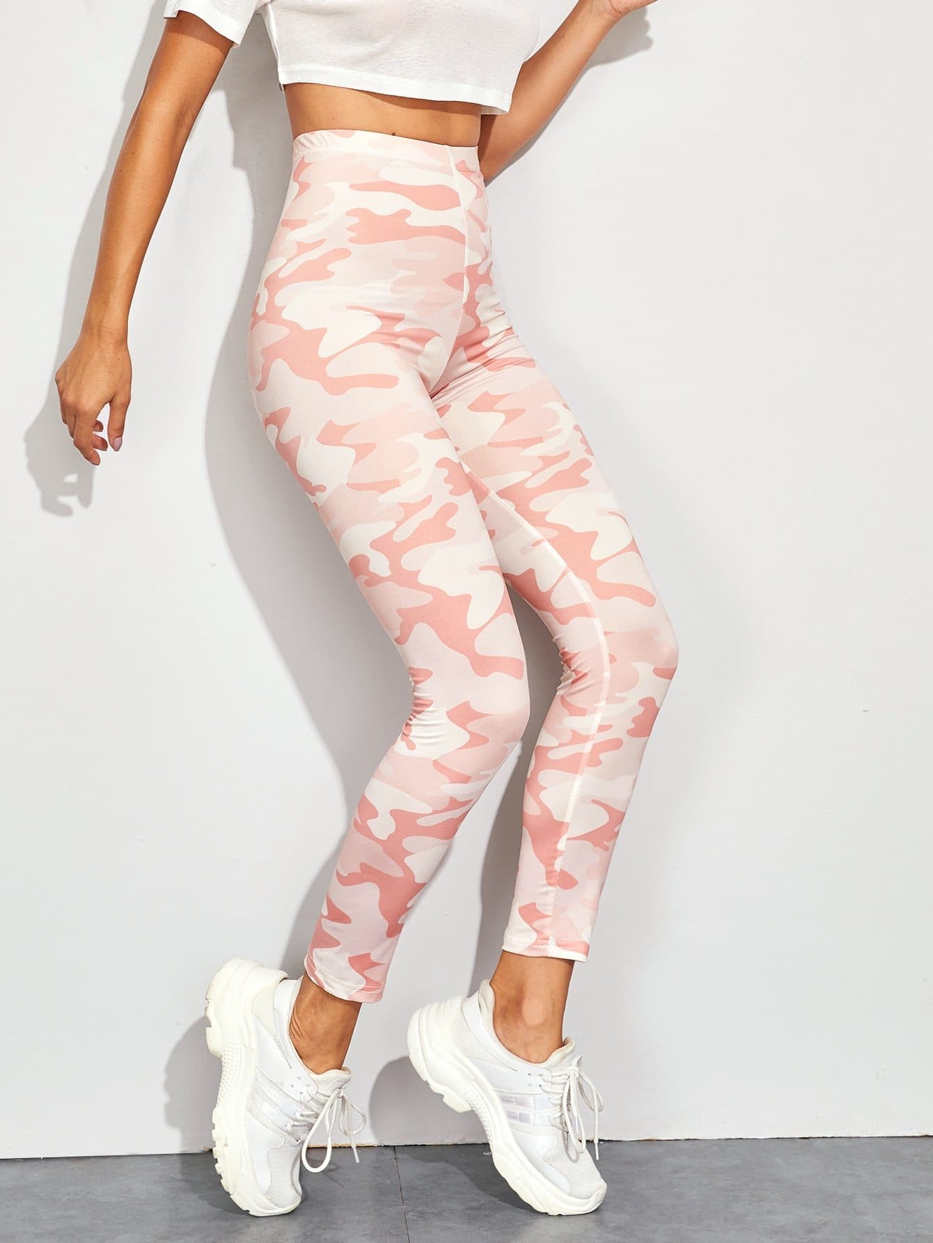 Pink Camo Print Skinny Leggings