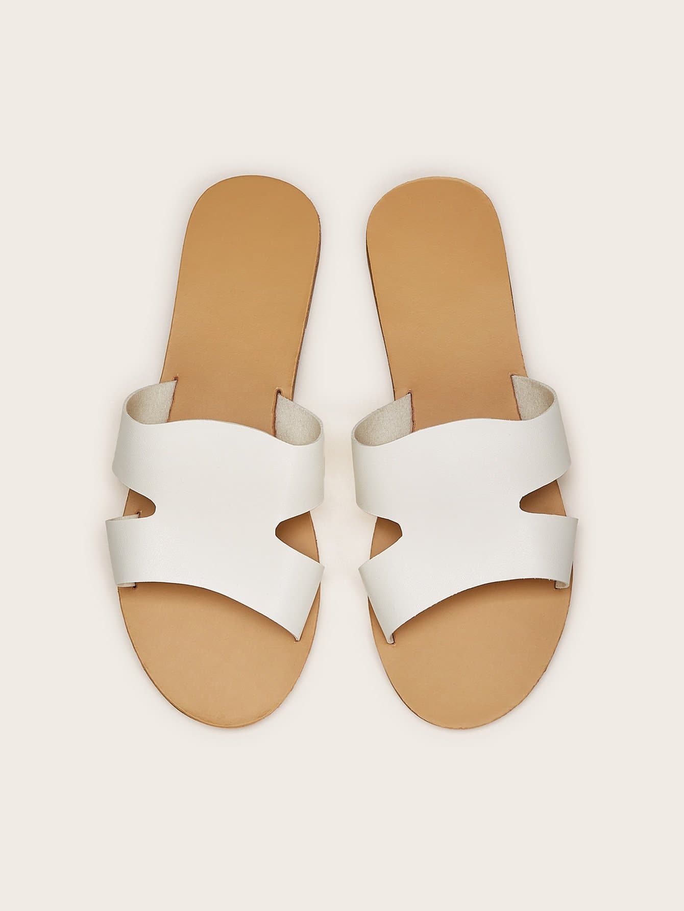 Open Toe Cut Out Flat Sliders Slippers