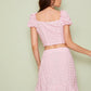 Pastel Pink Tie Neck Puff Sleeve Top and Wrap Skirt Set