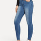 Blue Bleach Wash Pocket Detail Skinny Tapered Jeans