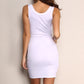 White Sleeveless Round Neck Lace Up Detail Cut-out Bodycon Dress