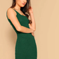 Square Neck Sleeveless Solid Rib-knit Tank Bodycon Dress