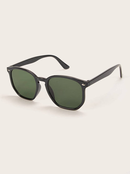 Black Rivet Decor Flat Lens Sunglasses