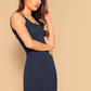 Square Neck Sleeveless Solid Rib-knit Tank Bodycon Dress