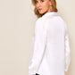 White Solid Button Front Satin Blouse Shirt