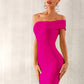 Neon Pink One Shoulder Midi Bandage Dress