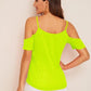Spaghetti Strap Solid Cold Shoulder Top