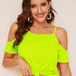 Spaghetti Strap Solid Cold Shoulder Top