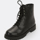 Crinkled Lace Front Lug Sole Combat Boots