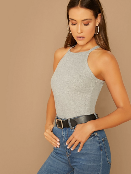 Solid Form Fitting Halter Top