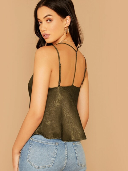 Cowl Neck Y-back Satin Cami Top