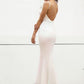 Deep V-Neck Spaghetti Strap Sleeveless Backless Fishtail Hem Sequin Cami Prom Dress