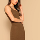 Square Neck Sleeveless Solid Rib-knit Tank Bodycon Dress