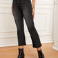 Grey High Waist Button Fly Cropped Jeans