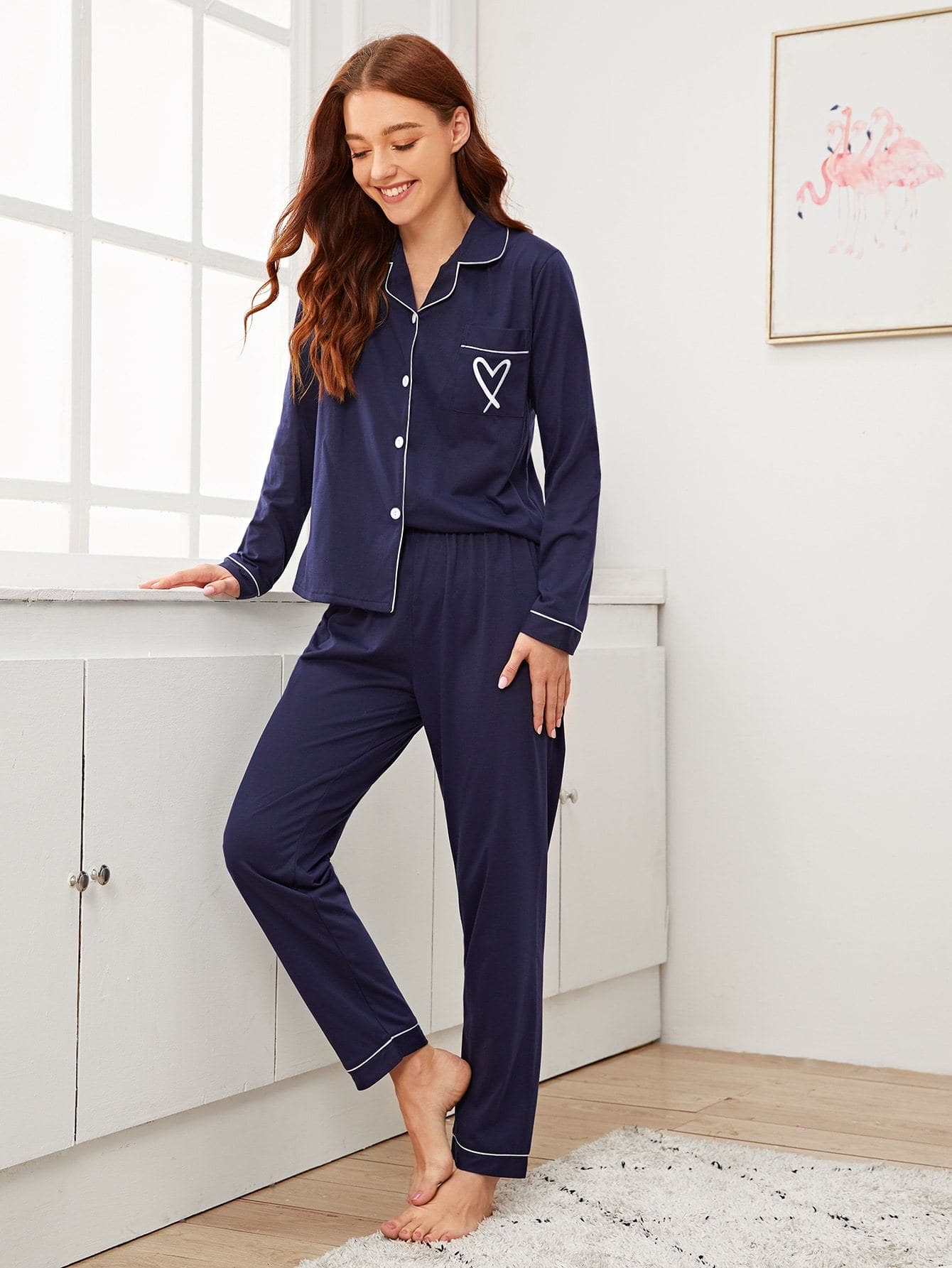 Navy blue pj discount set