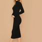 Stand Collar Slim Fit Mock-neck Solid Pencil Dress