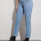 Blue Button Fly Solid Straight Jeans With Belt