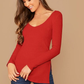 Deep V-Neck Slim Fit Split Side Rib-knit Top